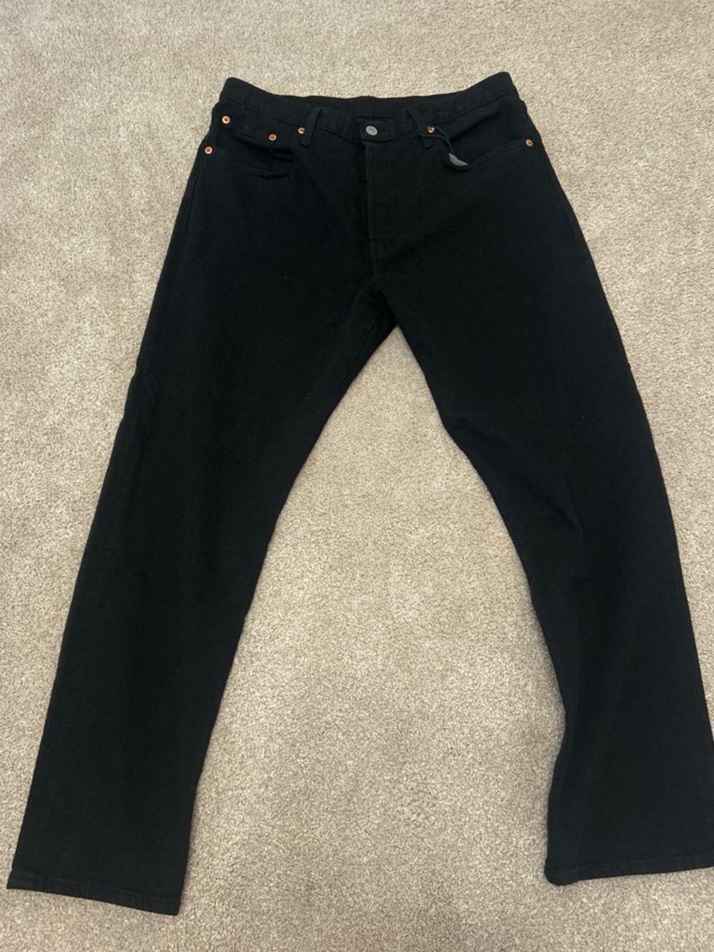 Levi's Black Straight Jeans with Copper Rivet Detail